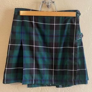 ☀️5/25☀️ Land’s End Girls Plaid Green + Blue Pleated Kid’s Skirt Size 10